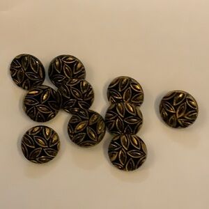 Set of 13 Decorative Black and Gold Buttons